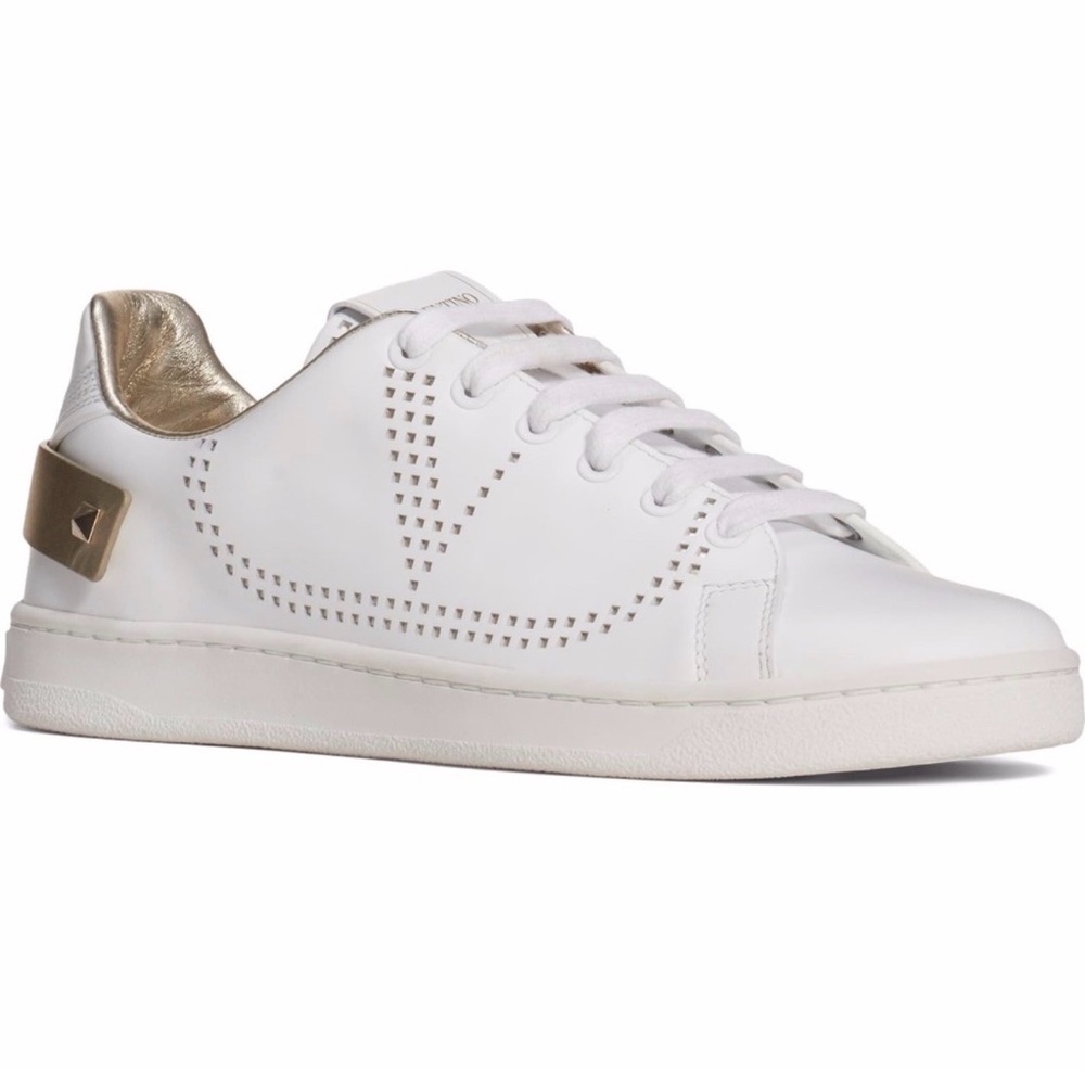 Valentino White Sneaker with gold accent